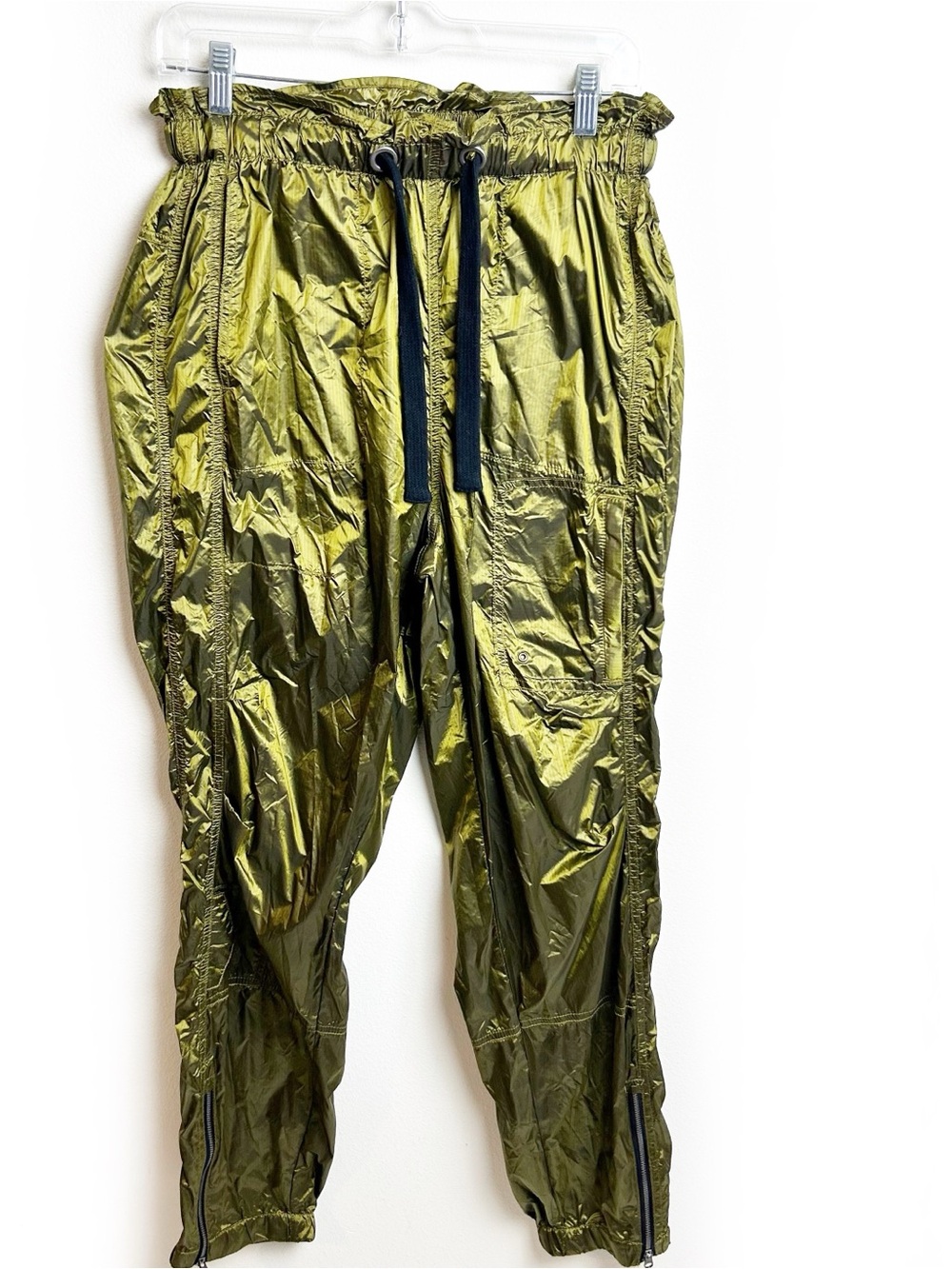 FP Movement Metallic Olive Green Pull-On Cargo Joggers Reflective Trim S - Picture 3 of 15